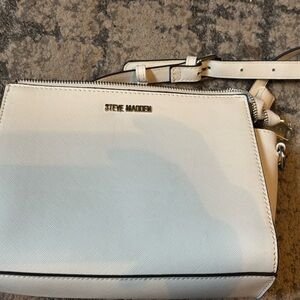 Steve Madden Cream Structured Crossbody Bag with Gold Hardware